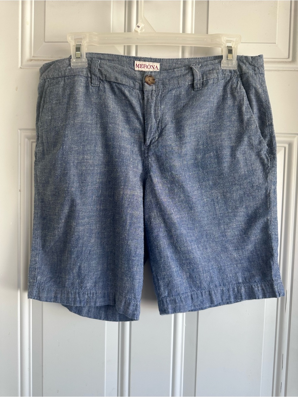 Merona Women’s Chambray Blue Linen-Blend Bermuda  Shorts